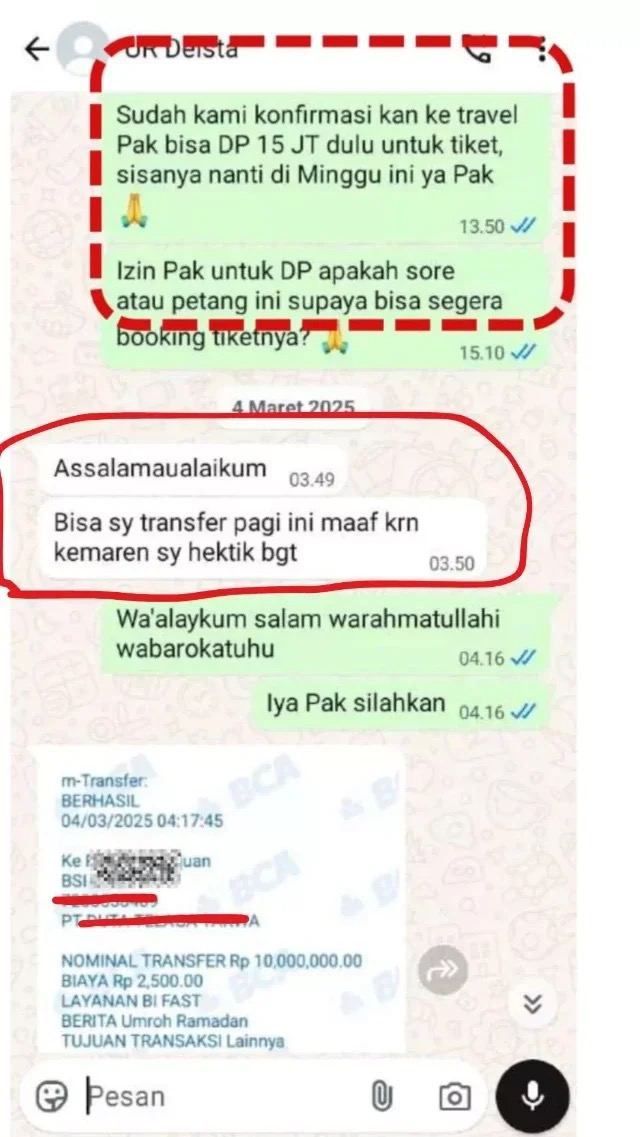 Bukti DP & Transfer Jamaah